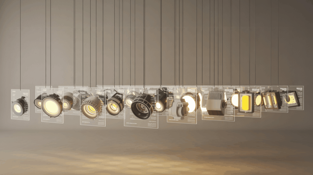 Auswahl hochwertiger LED-Leuchten verschiedener Hersteller zur projektbezogenen Lichtplanung
